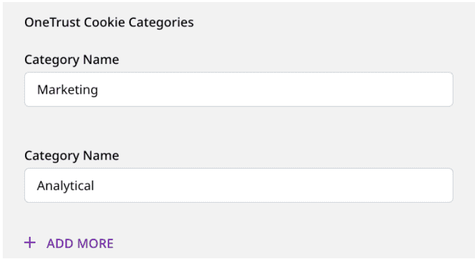 OneTrust category names