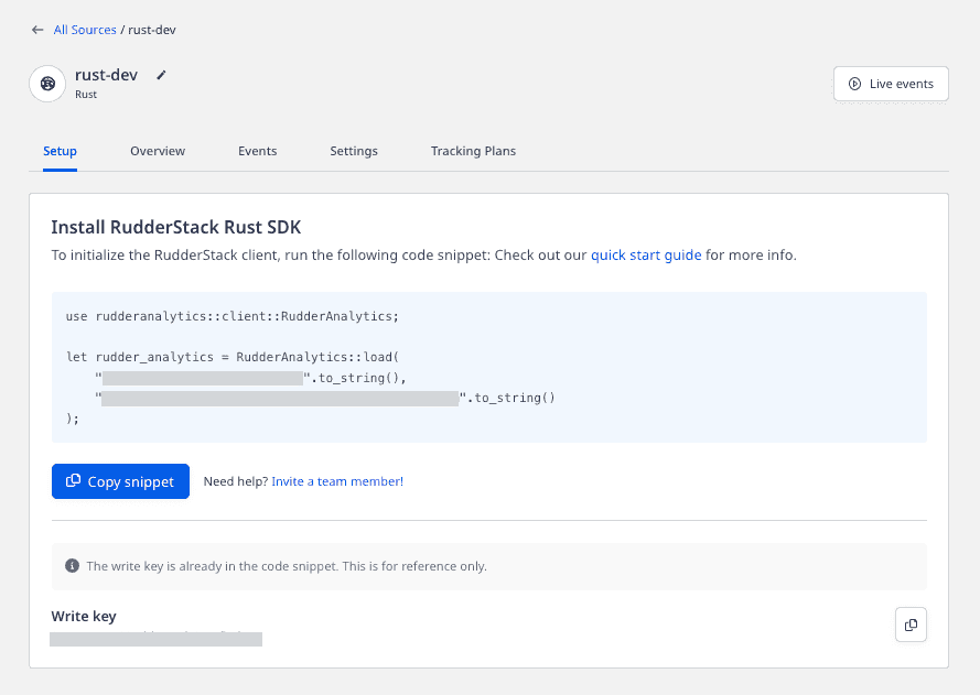 Rust source write key