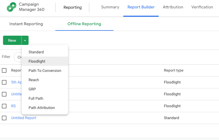 DCM Floodlight report builder