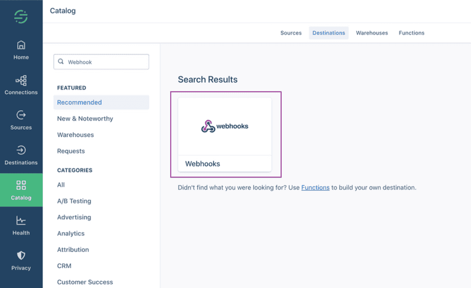 Webhooks destination in Segment