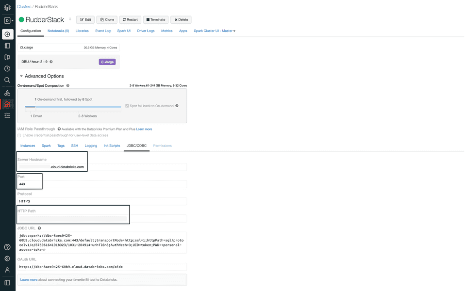 Delta Lake JDBC/ODBC settings