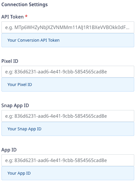 Snapchat Conversion connection settings