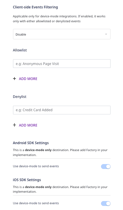 Firebase connection settings